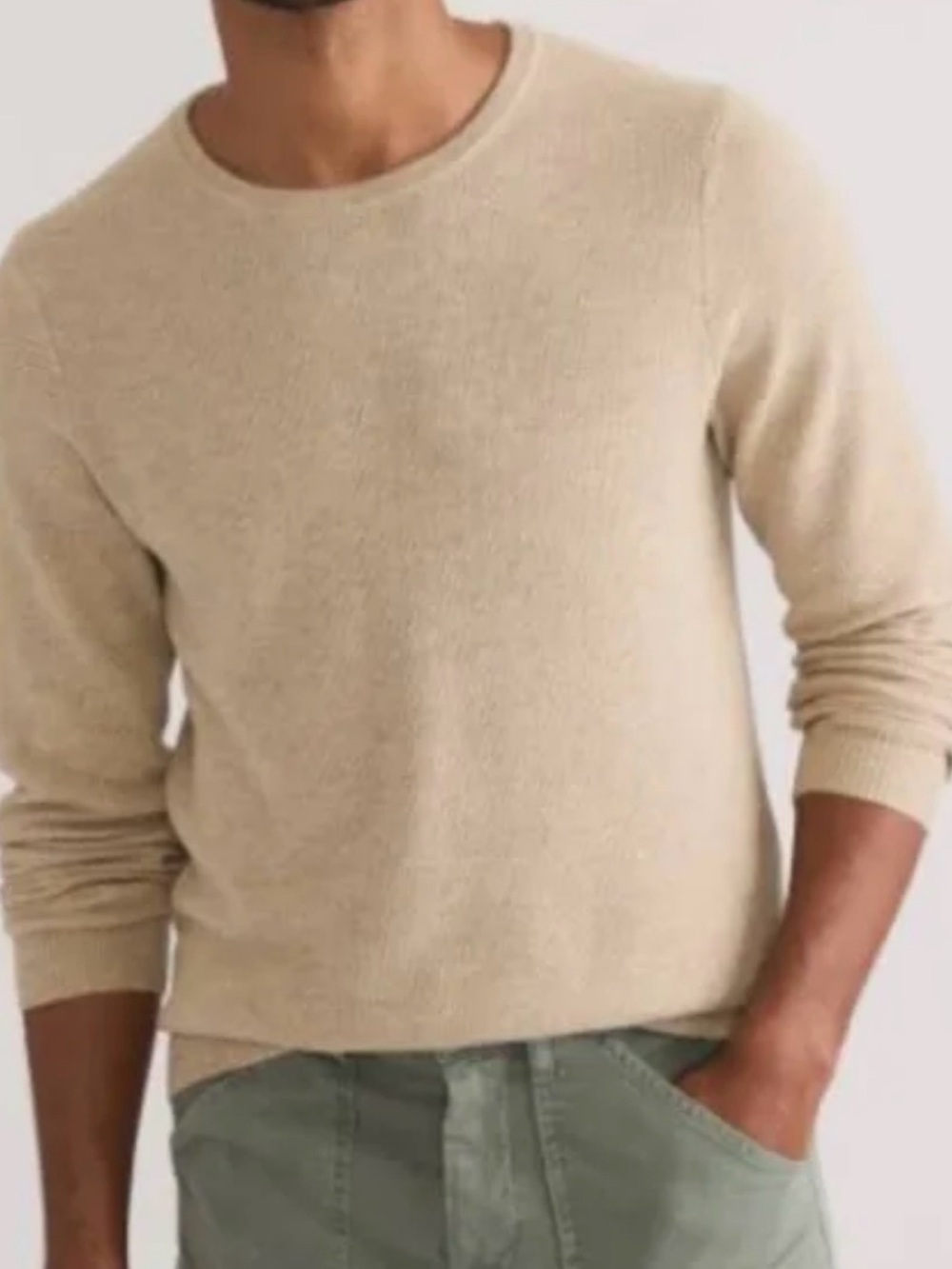 Marine Layer Men's Crewneck Sweater in Light Beige